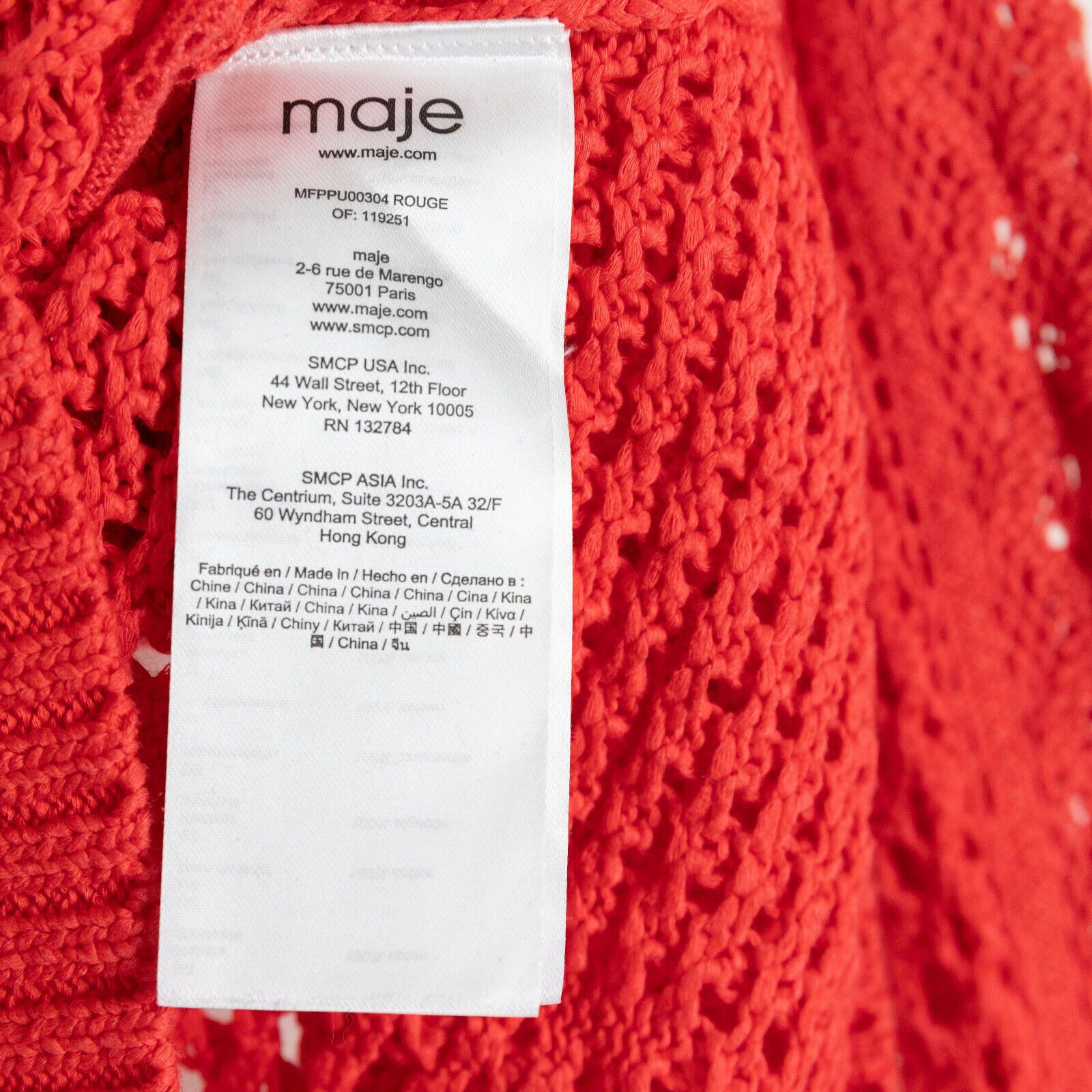 Maje Maje Women Mazet Open Knitwork Cotton Sweater Rouge Size 1/S Size S / US 4 / IT 40 - 7 Thumbnail