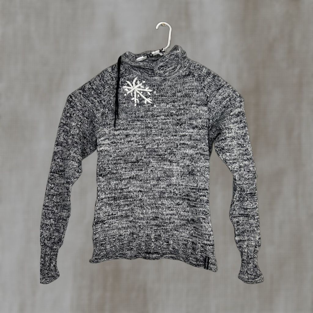 Obermeyer Obermeyer Womens Pullover Sweater Mock Neck Knit Cotton Blend Black White Medium Size M / US 6-8 / IT 42-44 - 1 Thumbnail