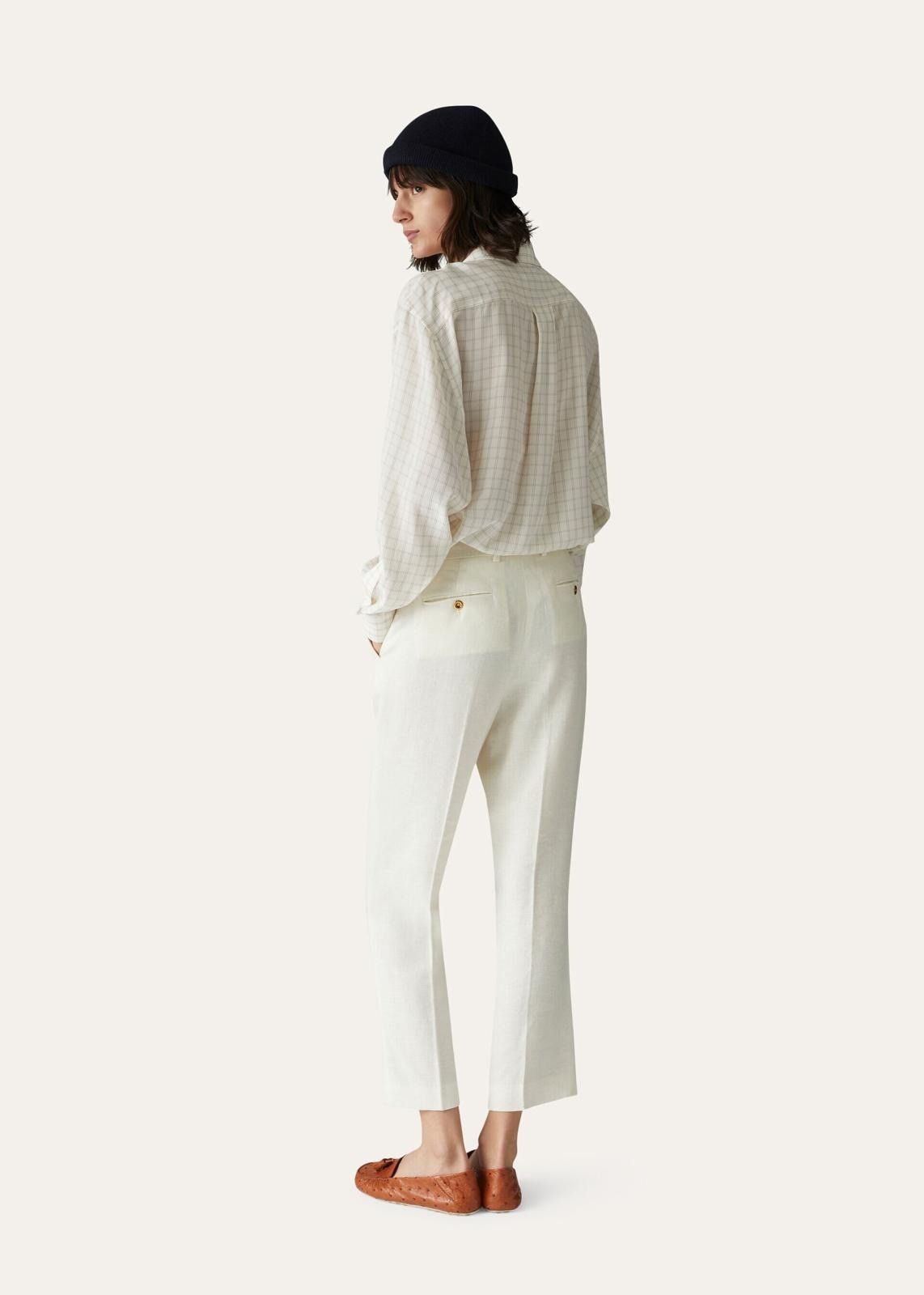 Loro Piana o1srvl11e0824 Elisabette Pencil Fancy Silk Shirt in White Size XL / US 12-14 / IT 48-50 - 5 Thumbnail