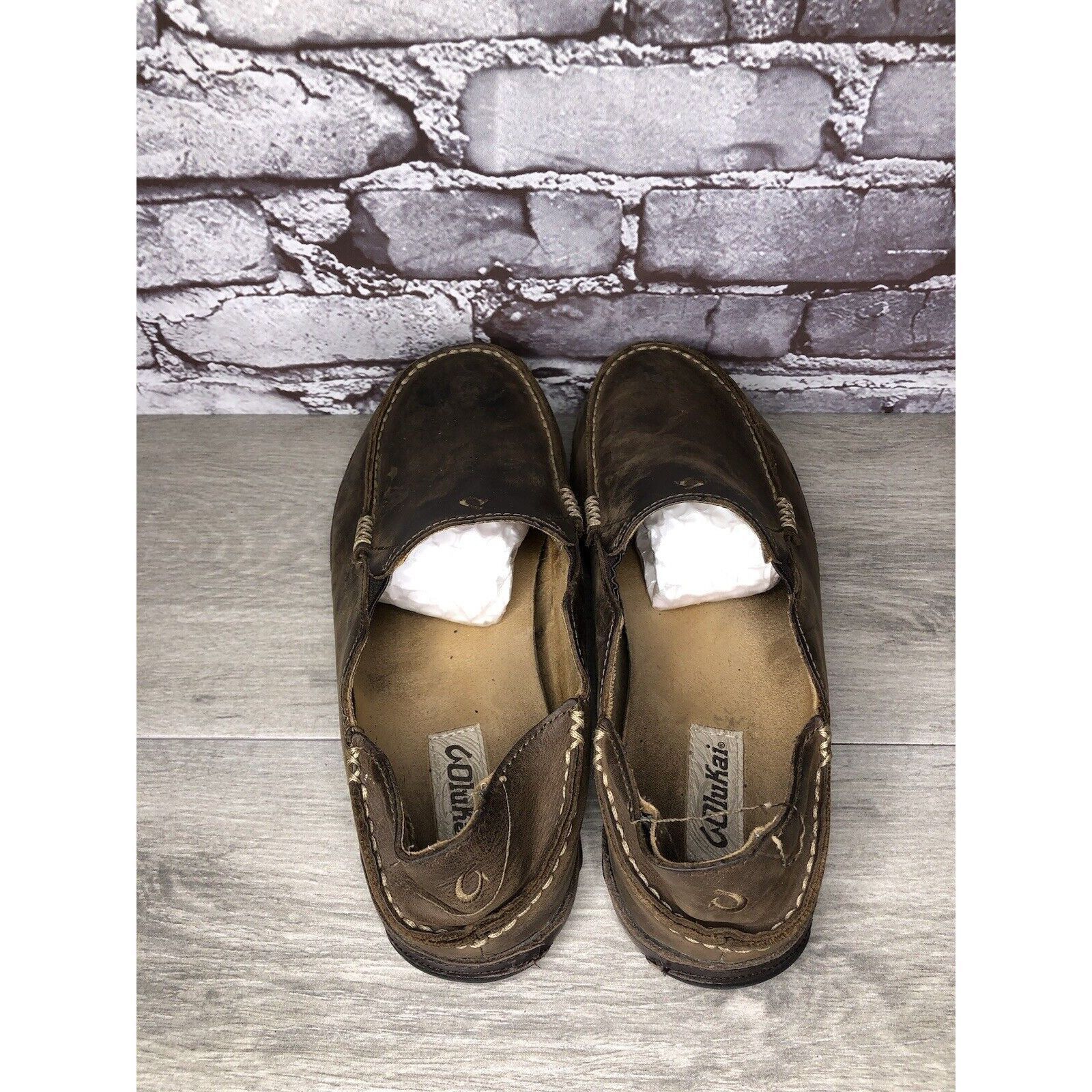Olukai OluKai Moloa Brown Leather Casual Drop Heel Loafers Shoes Me Size US 10 / EU 43 - 6 Thumbnail