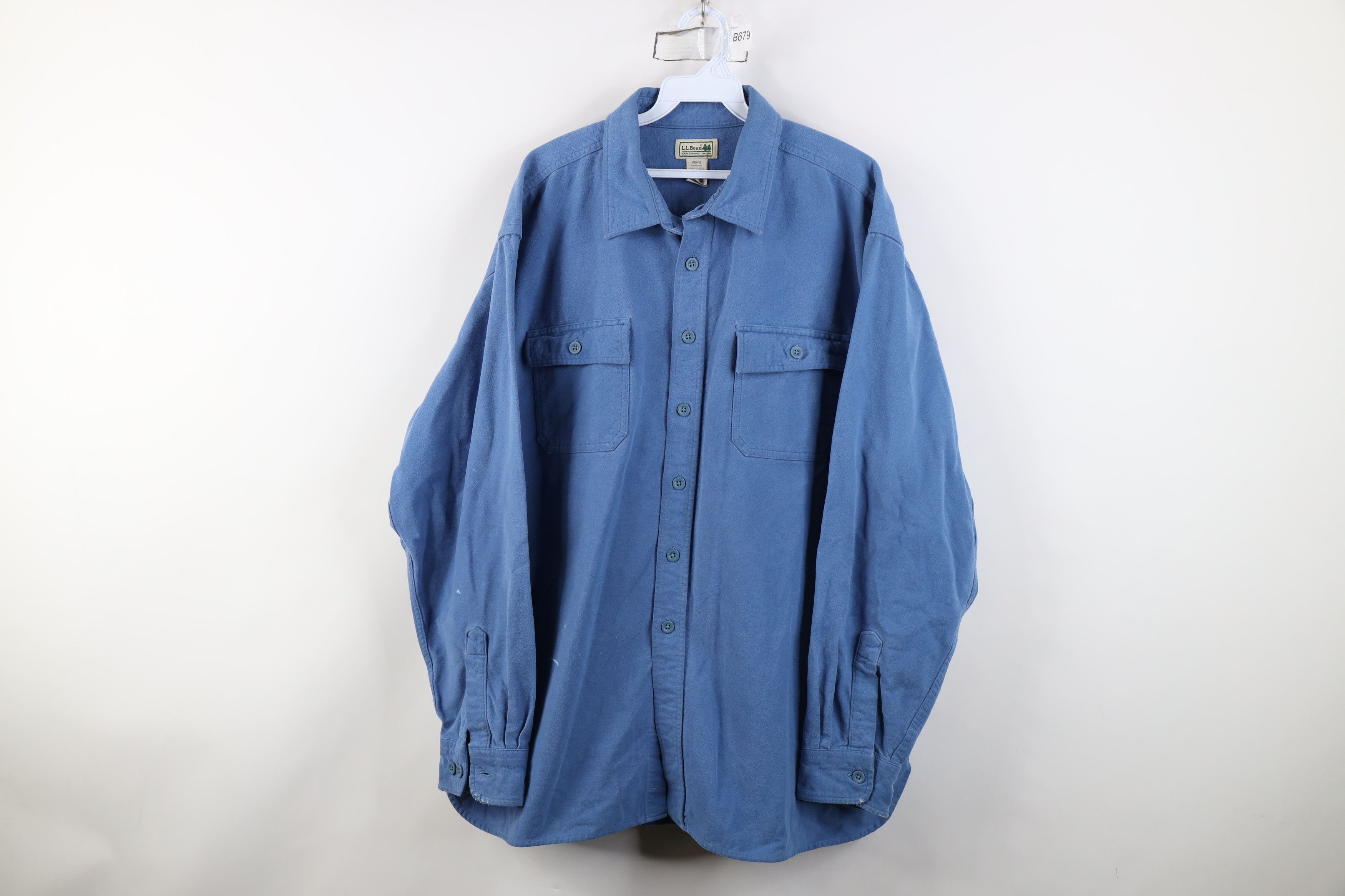 L.L. Bean Vintage LL Bean Chamois Cloth Collared Button Shirt Blue Size US XXL / EU 58 / 5 - 1 Thumbnail