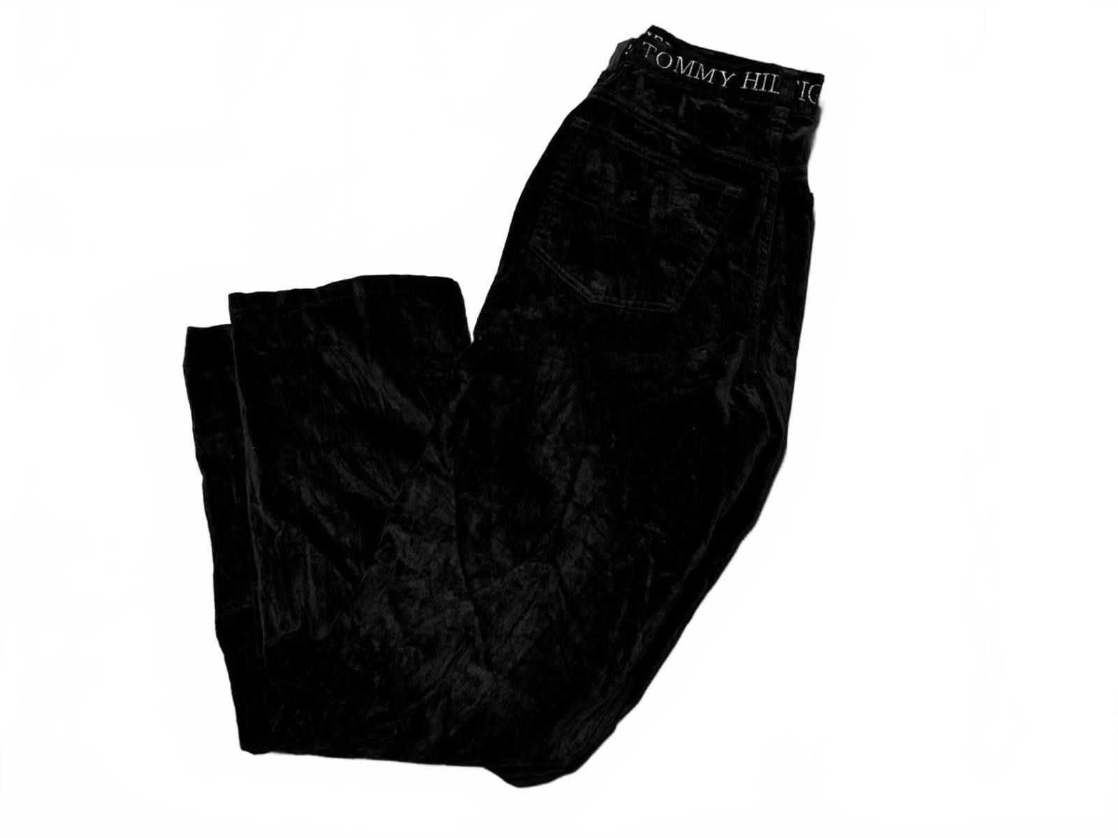 Tommy Hilfiger Tommy Hilfiger Black Velvet Trousers Size 27" / US 4 / IT 40 - 2 Thumbnail