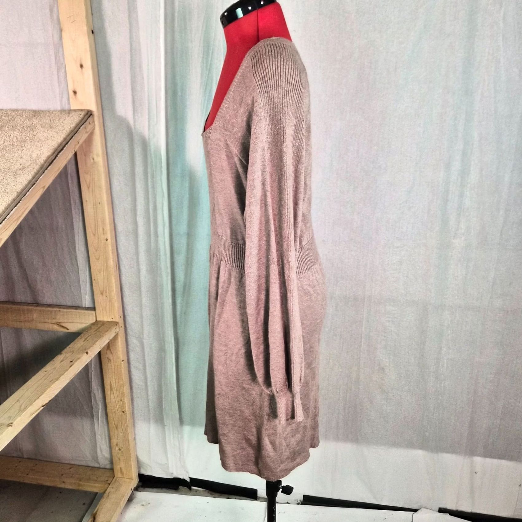 Vintage Maurices Dress Womens L Brown Size Tan Long Sleeve Knit Knee Length NWT G222 Size L / US 10 / IT 46 - 3 Thumbnail