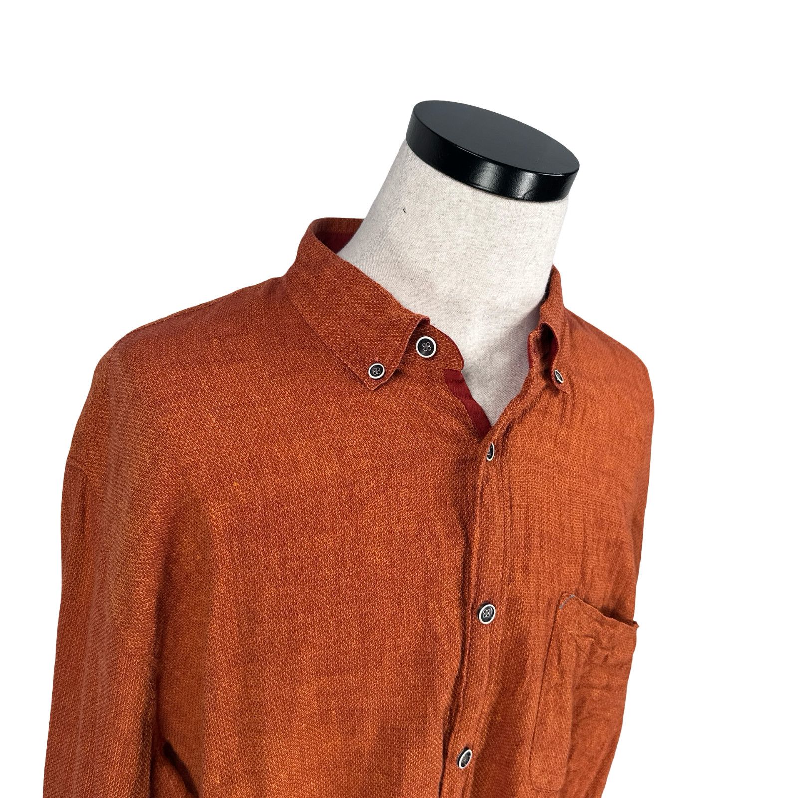 Other 32 Bar Blues Shirt Men’s 3XL Orange Linen Blend Long Sleeve Size US XXL / EU 58 / 5 - 2 Thumbnail