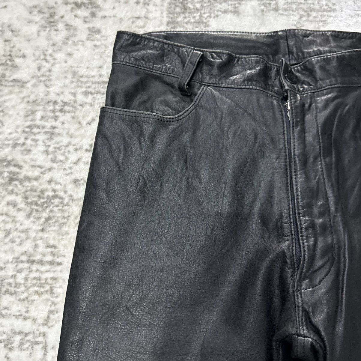 Rei Kawakubo 2000s Japanese Brand Distressed Patina Biker Leather Pants Size US 30 / EU 46 - 6 Thumbnail
