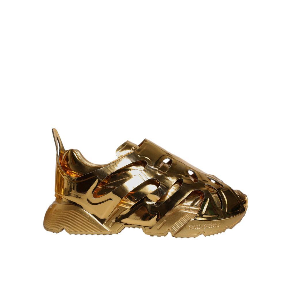 Dolce & Gabbana Dolce & Gabbana Gold Daymaster Leather Low Top Sneakers Shoe Size US 12 / EU 45 - 1 Thumbnail