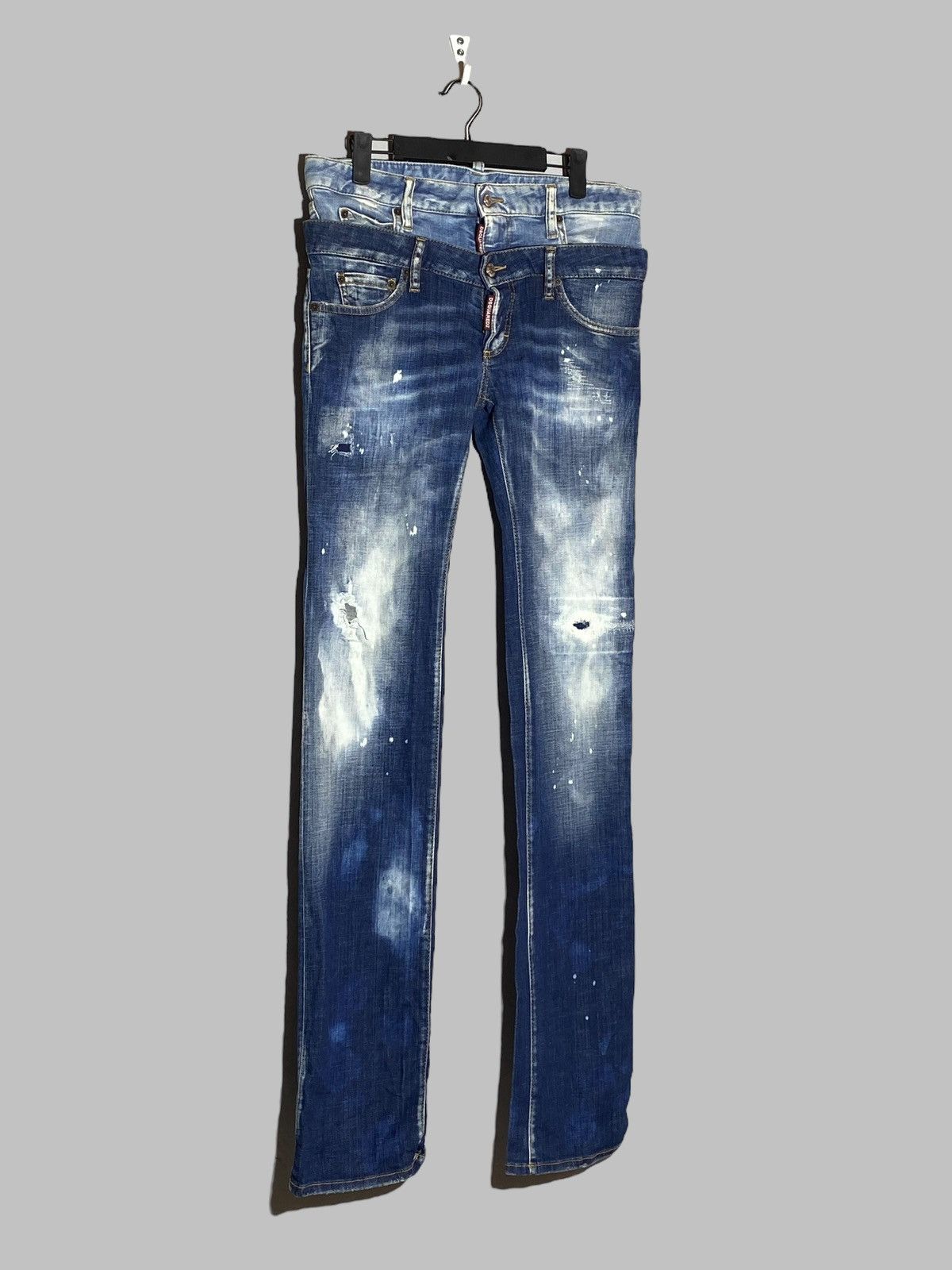 Dsquared2 Dsquared2 Twin Pack Layered Jeans Distressed Washed Denim Size 28" / US 6 / IT 42 - 3 Thumbnail