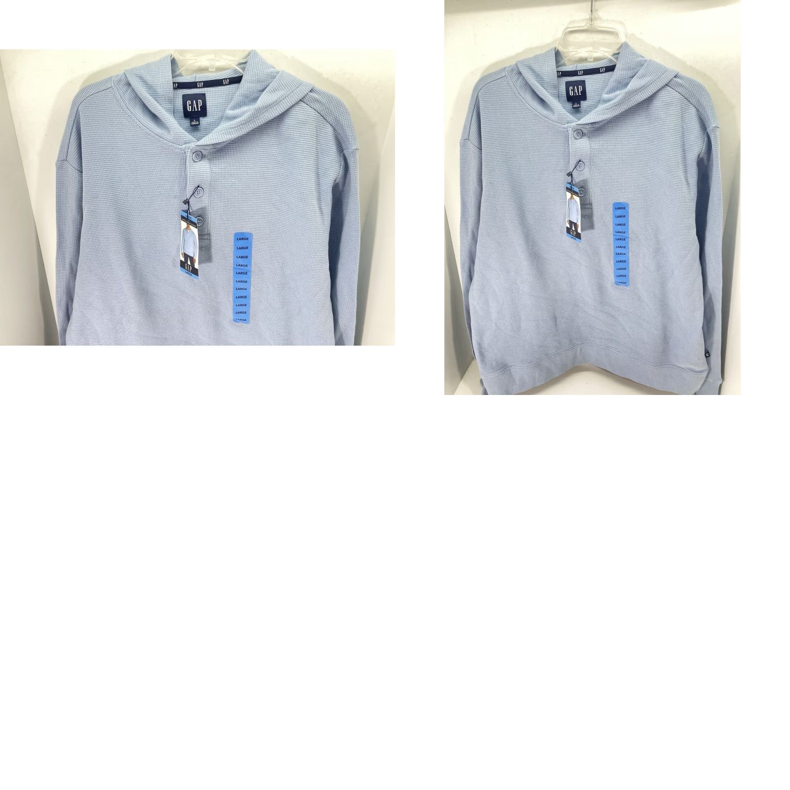 Gap VINTAGE Gap Waffle Henley Hoodie Shirt Men Large Blue Long Sleeve Pullover NWT Size US L / EU 52-54 / 3 - 9 Thumbnail