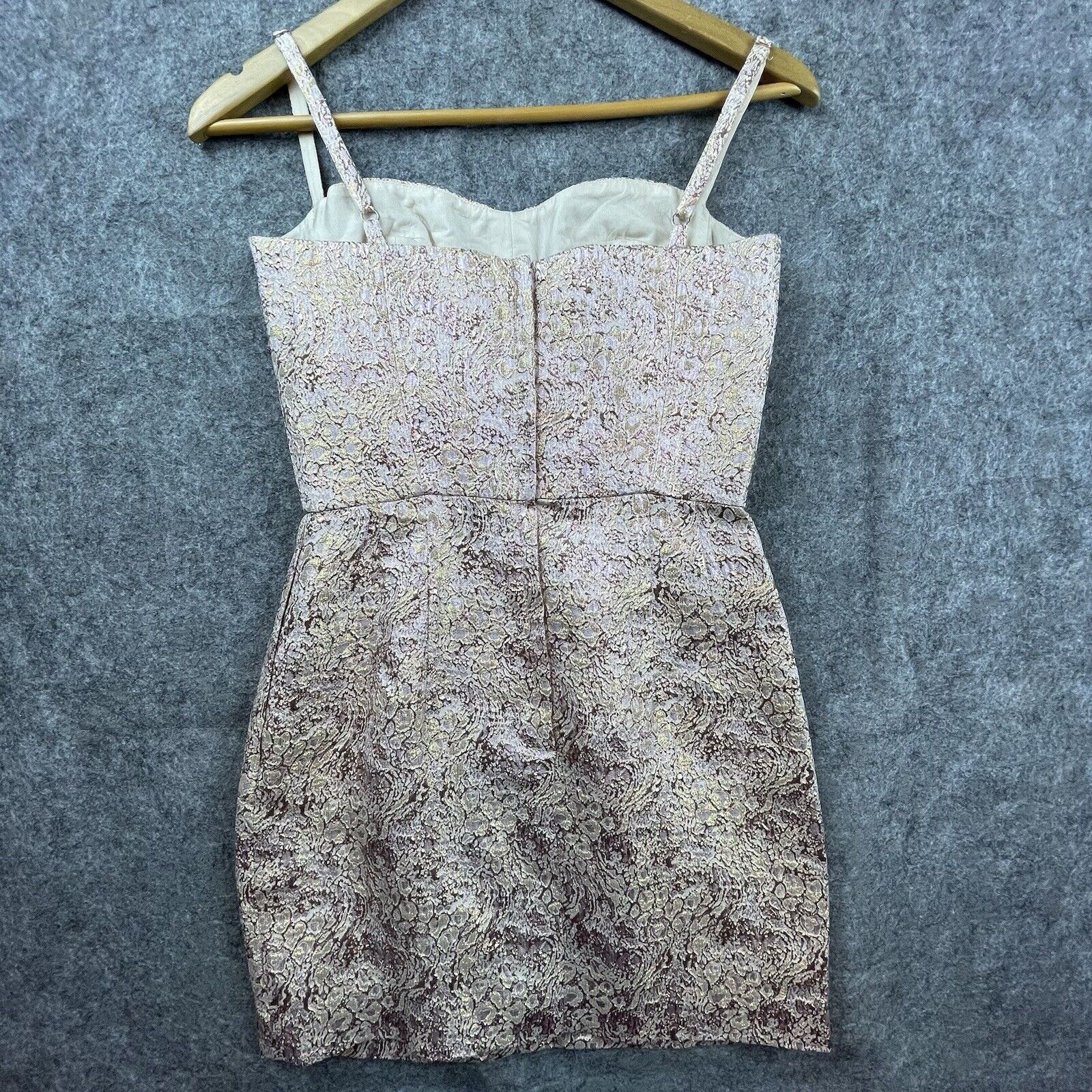 Jil Stuart Jill Stuart Dress 0 Pink Gold Shimmer Metallic Jacquard Silk Size S / US 4 / IT 40 - 2 Thumbnail