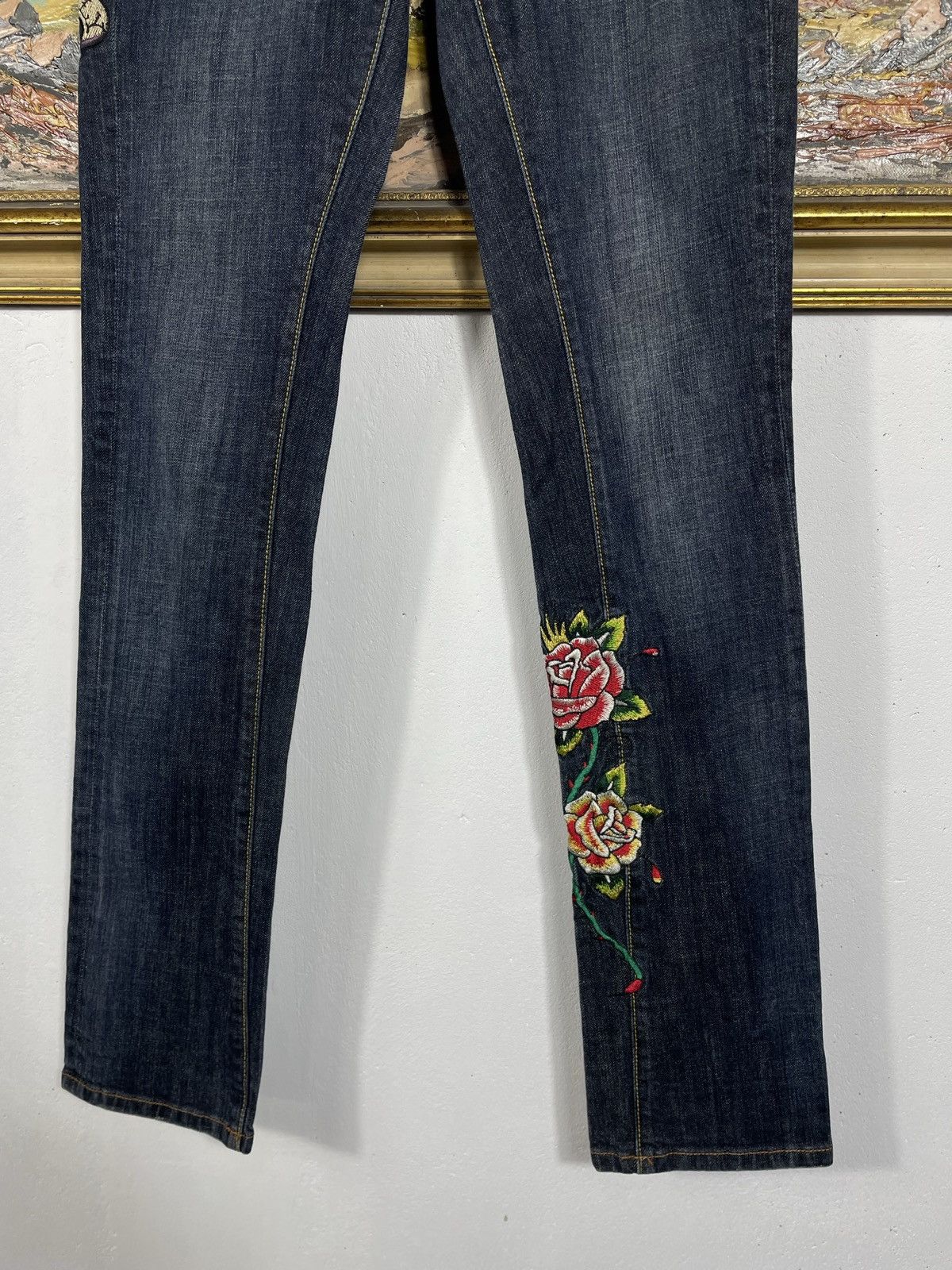 Ed Hardy × Vintage Ed Hardy Vintage Y2k Low Rise Denim Trousers Jeans Drip Swag Size 27" / US 4 / IT 40 - 6 Thumbnail