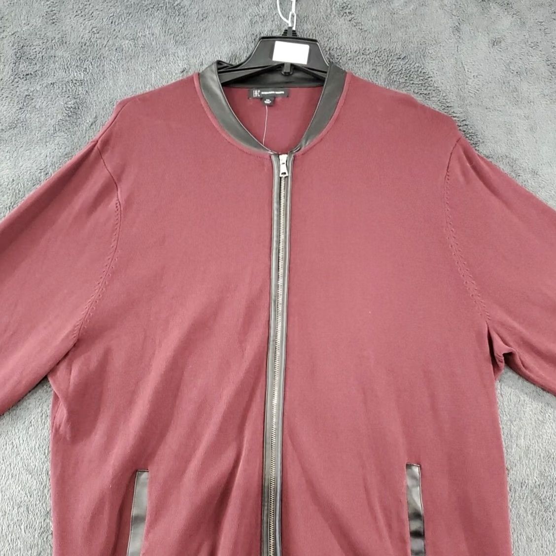 Vintage INC International Concepts Cardigan Men’s Full Zip Crew Neck 2XL Burgundy Red Solid Zipper Knit Casual Size US XXL / EU 58 / 5 - 2 Thumbnail