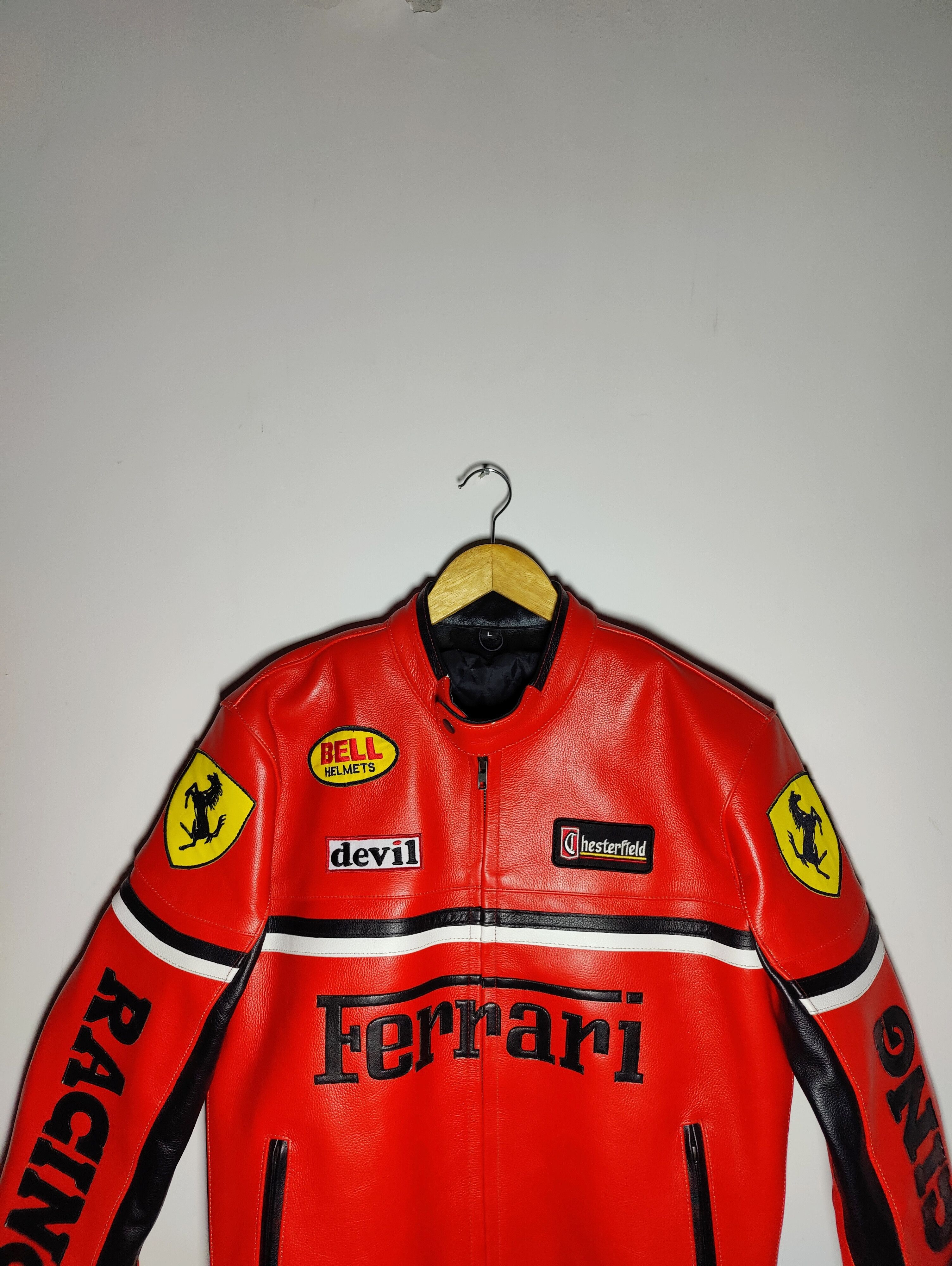 Formula 1 Ferrari 90s Racing Leather Jacket Streetwear Size US L / EU 52-54 / 3 - 6 Thumbnail