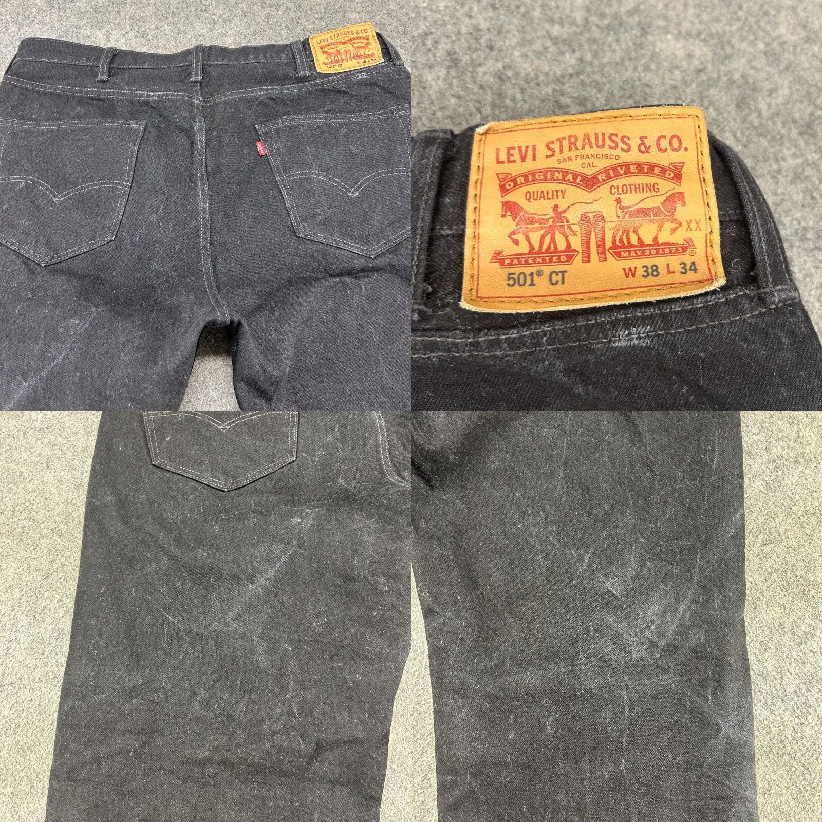 Levi's Levi's 501 Jeans Mens Regular 38x34 Blue Dark Wash Denim Cotton Button Fly Distressed Tapered Straight 5-Pocket Vintage Retro Size US 38 / EU 54 - 8 Thumbnail