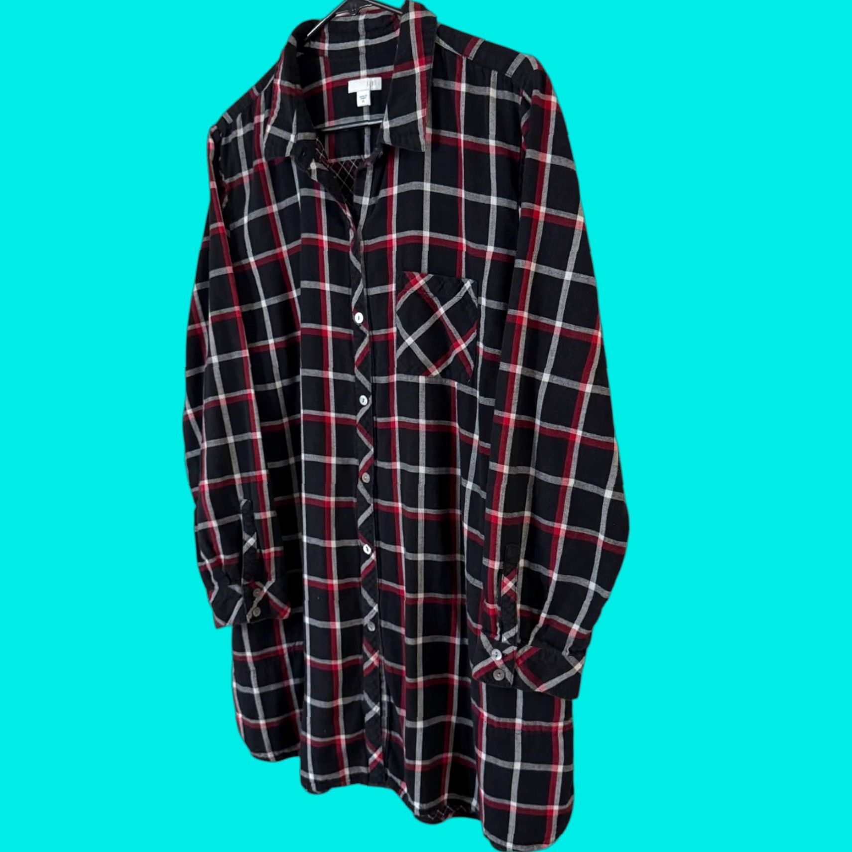 J. Jill J.Jill Button-Up Tunic Shirt Black Plaid XL Women Cotton Size XL / US 12-14 / IT 48-50 - 1 Thumbnail