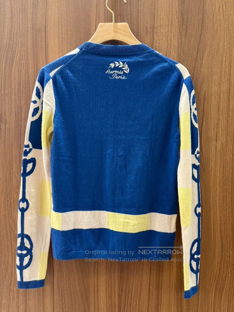 Hermes Hermes Blue chain pattern cashmere sweater Size XS / US 0-2 / IT 36-38 - 2 Thumbnail