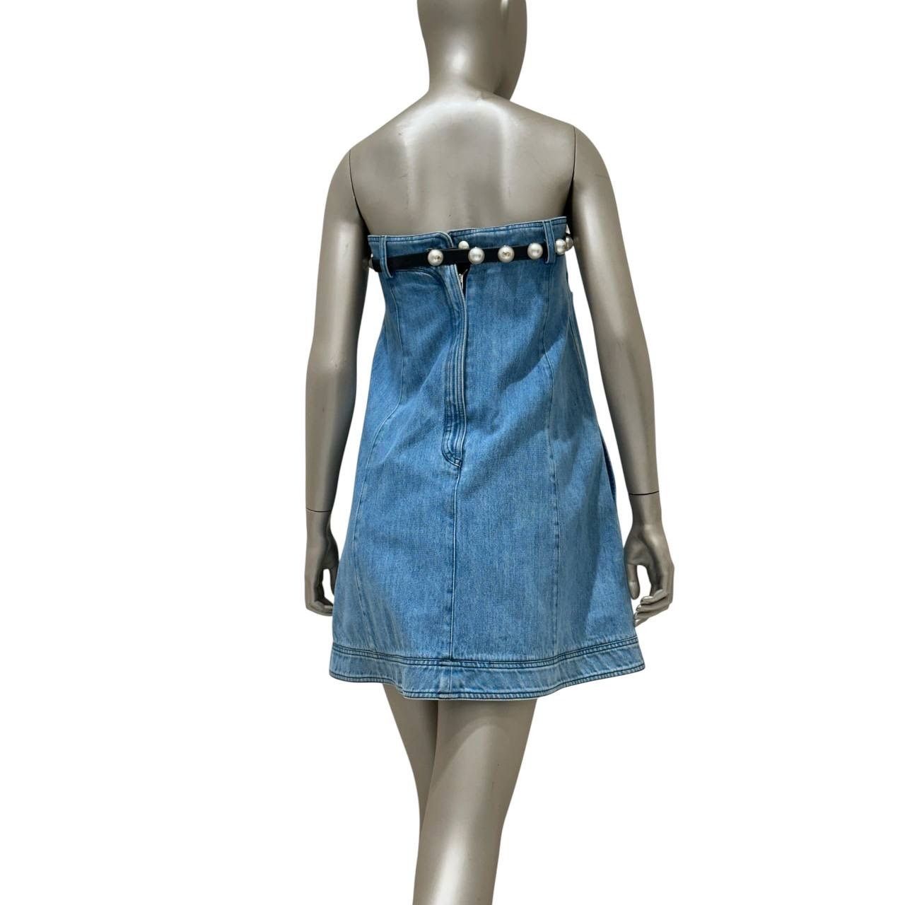 Chanel Chanel 2013 Strapless Denim Pearl Belt Dress with Sz. 38 Size S / US 4 / IT 40 - 3 Thumbnail