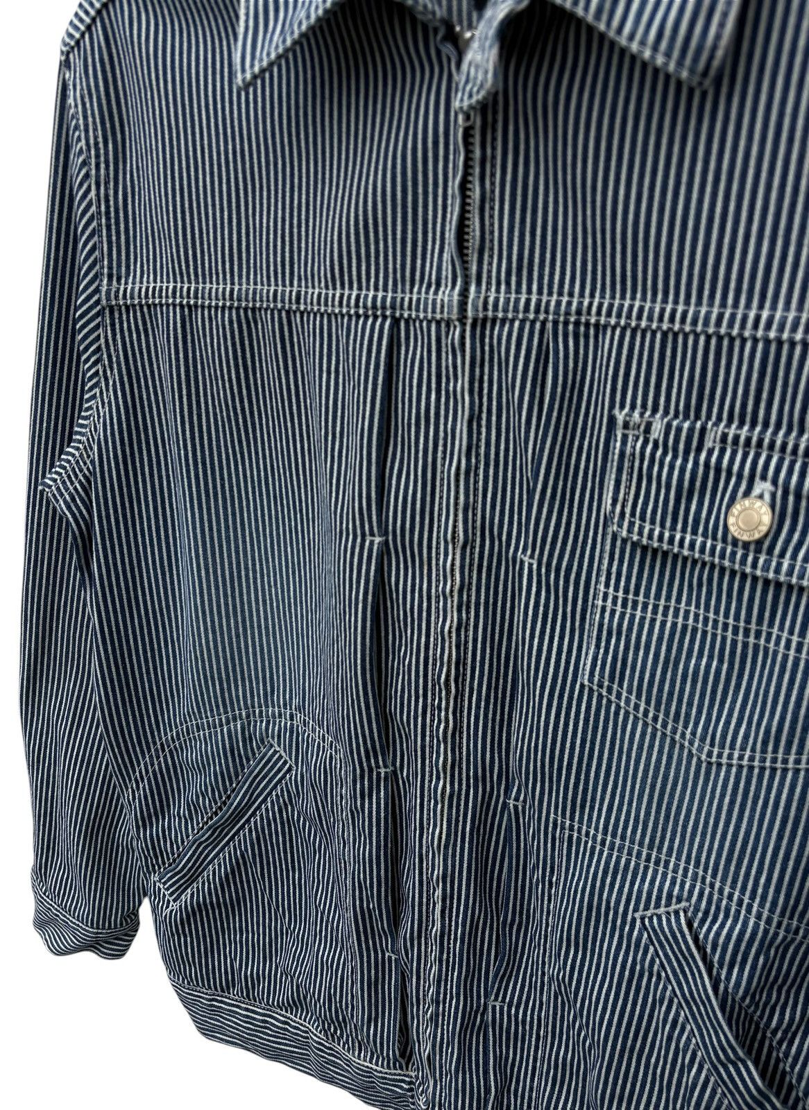 Japanese Brand Fin Way Hickory Stripes Workers Zipper Jacket Size US M / EU 48-50 / 2 - 3 Thumbnail