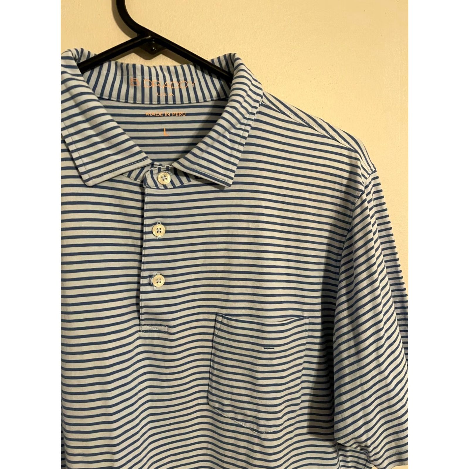 Vintage B Draddy USA Blue Striped Pima Athletic Golf Polo Shirt Men's Large Size US L / EU 52-54 / 3 - 2 Thumbnail