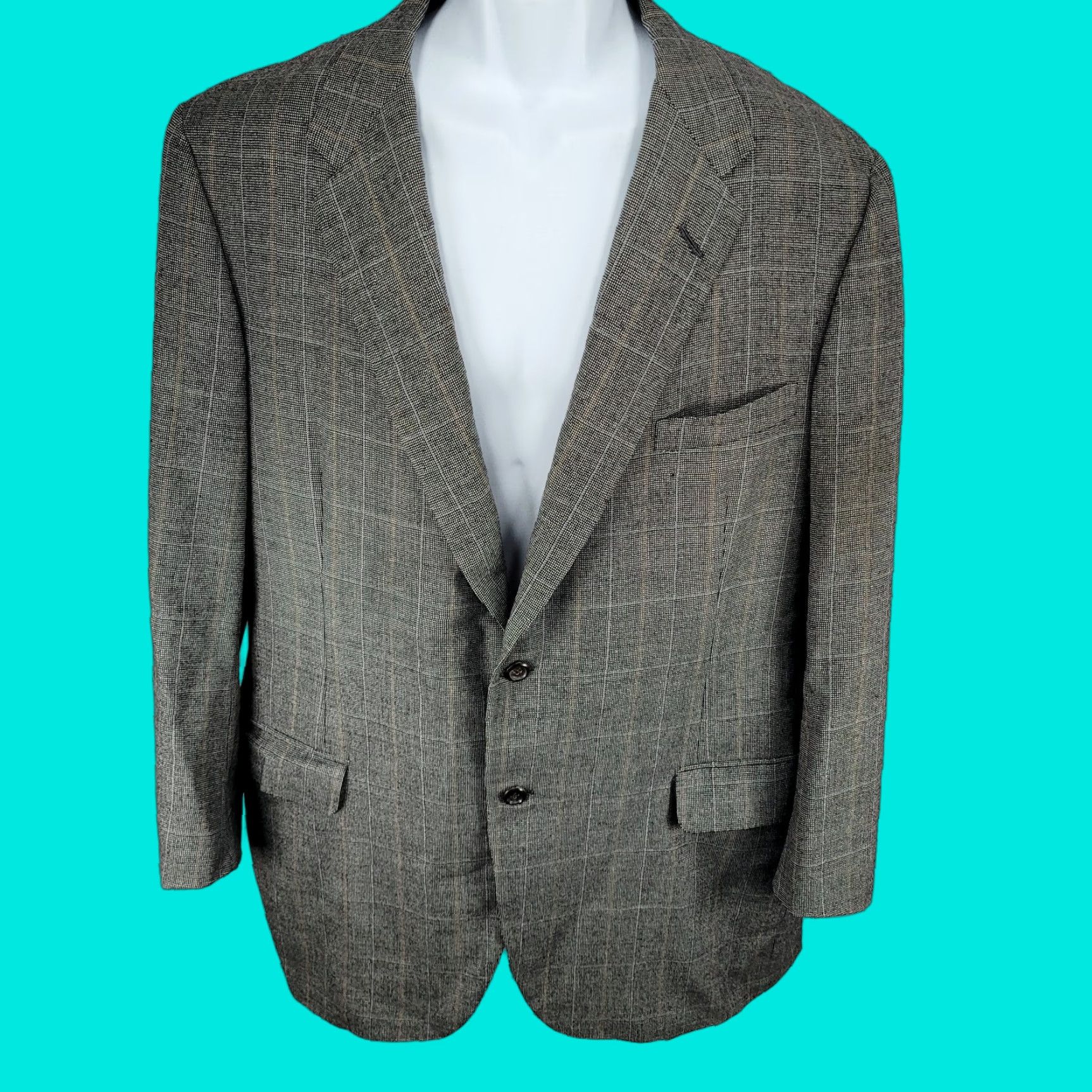 Neiman Marcus VINTAGE Neiman Marcus Oxxford Clothes Men Blazer Size 46L Wool Check Pattern Business Casual Formal Size 46R - 1 Thumbnail