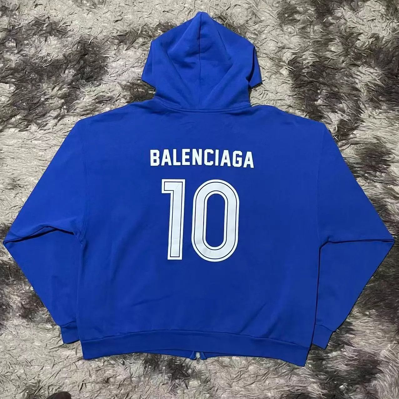 Balenciaga Balenciaga Summer 25 Blue Football Zip Hoodie M Size US M / EU 48-50 / 2 - 2 Thumbnail