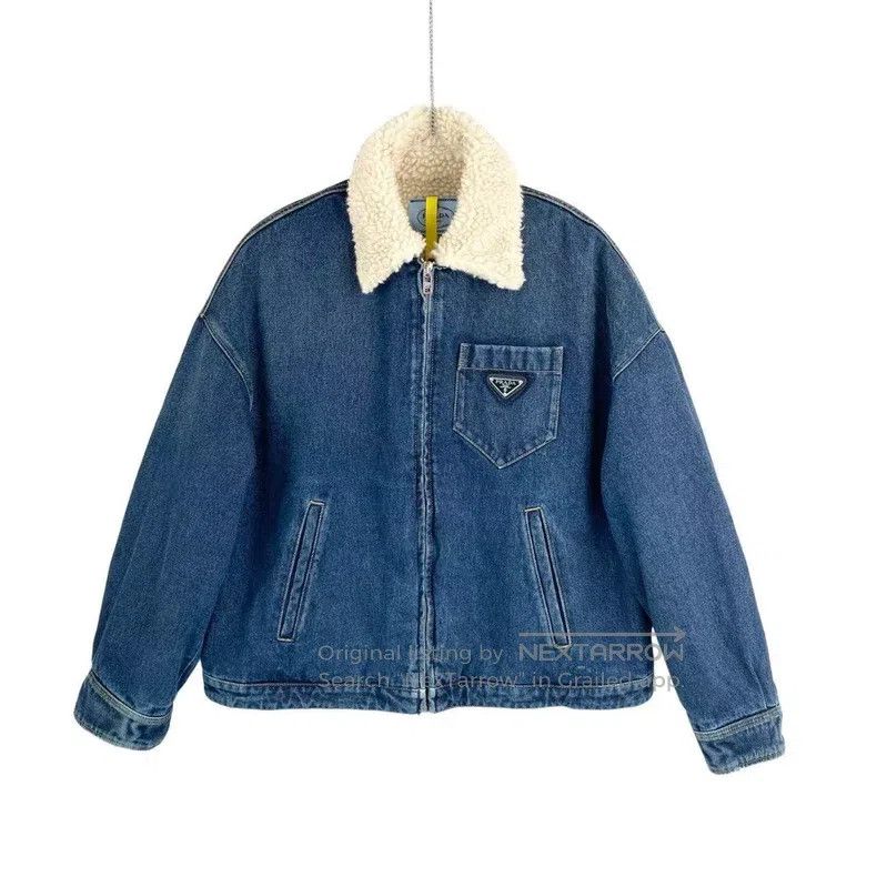 Prada Prada Triangle logo denim lamb wool coat Size US XS / EU 42 / 0 - 1 Thumbnail