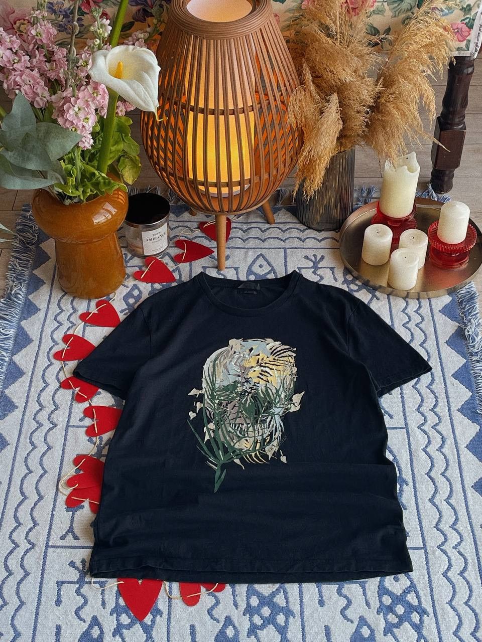 Alexander McQueen Alexander McQueen Skull T-Shirt Black Palm Leaves Size US L / EU 52-54 / 3 - 1 Thumbnail