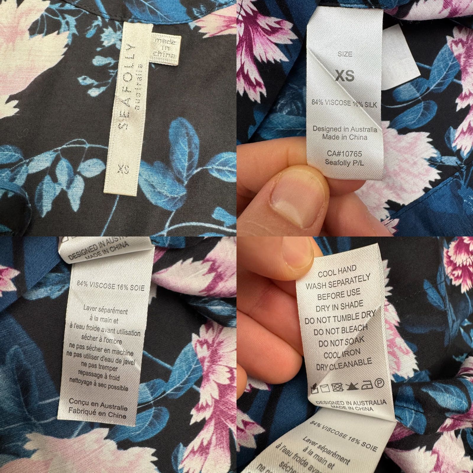 Vintage Seafolly Moonflower Floral Midi Sun Dress Women XS Blue Silk Strappy Summer Boho Sleeveless Square Neck Size XS / US 0-2 / IT 36-38 - 8 Thumbnail