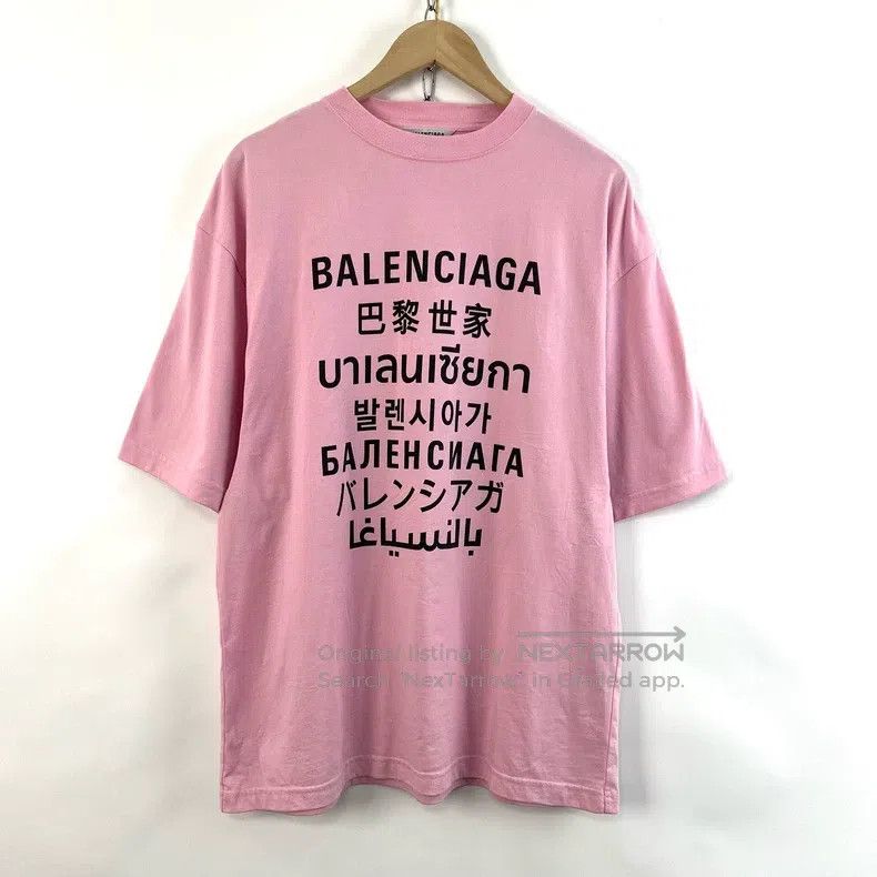 Balenciaga Balenciaga Pink seven-country language short-sleeve T-shir Size US S / EU 44-46 / 1 - 1 Thumbnail