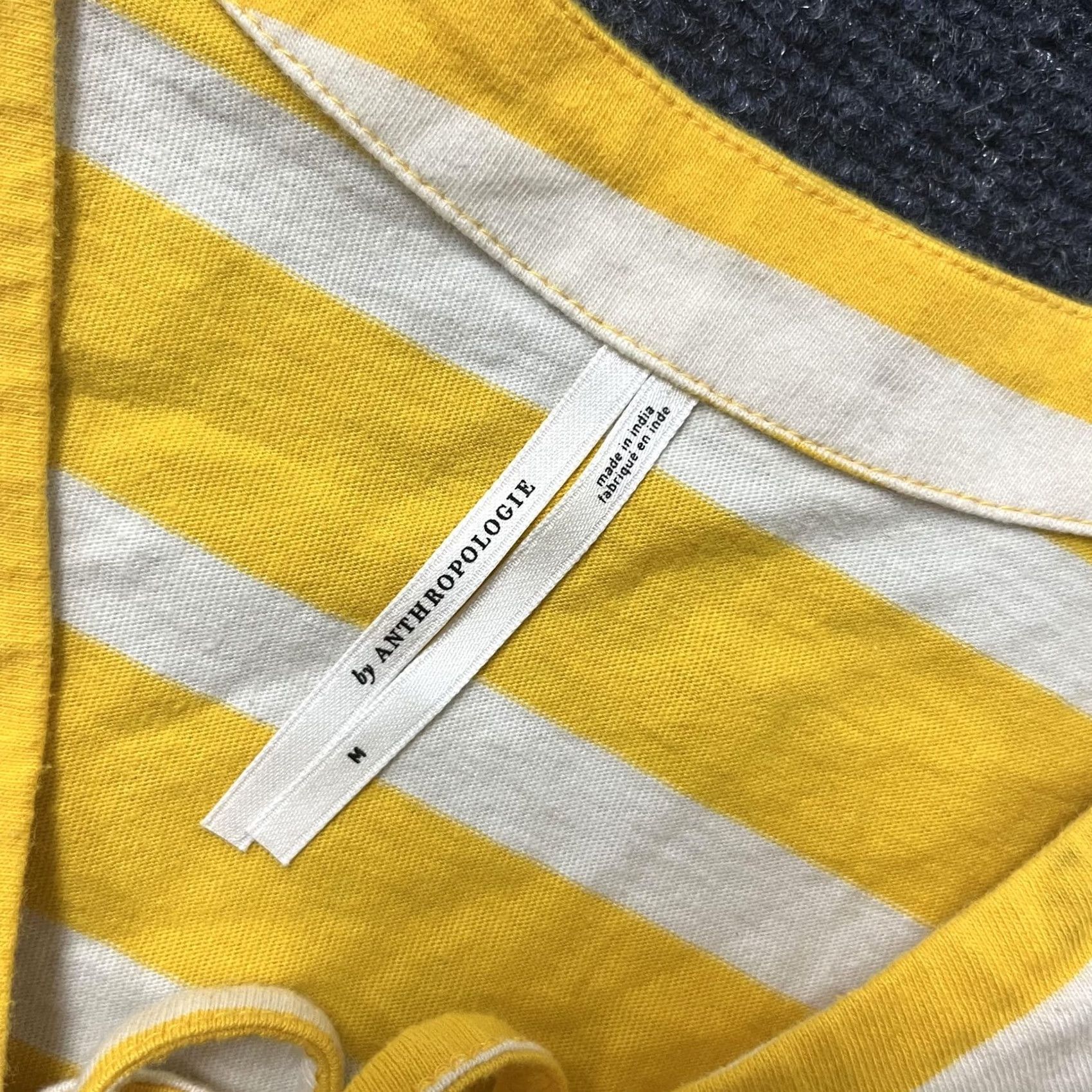 Anthropologie By Anthropologie Shirt Womens Medium Yellow White Striped Tie Front Crop Blouse Size M / US 6-8 / IT 42-44 - 2 Thumbnail