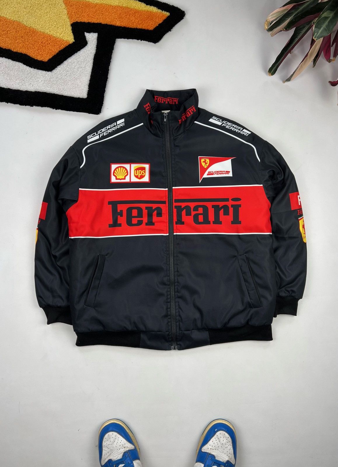 Image of Vintage Ferrari Formula 1 F1 Racing Jacket in Red, Men's (Size Small)