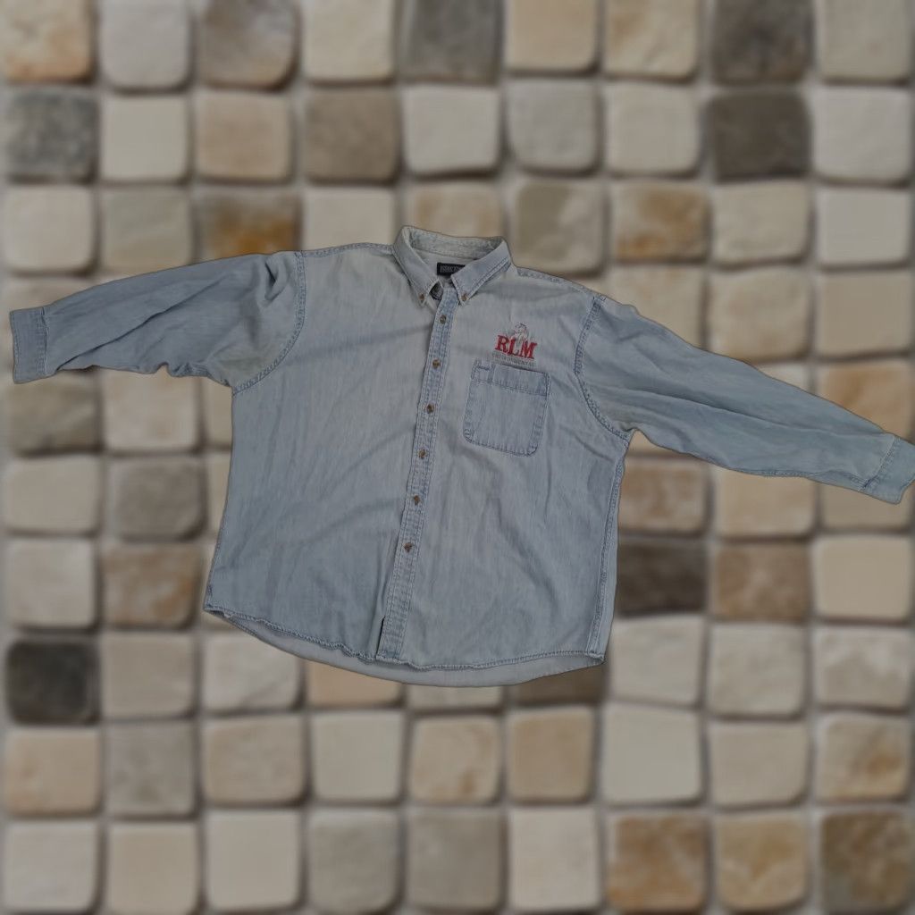 Lands' End VINTAGE Lands' End Shirt Denim Blue Button-Up 2XL Unisex Adults Button-Down Collared Long Sleeve Size US XXL / EU 58 / 5 - 1 Thumbnail