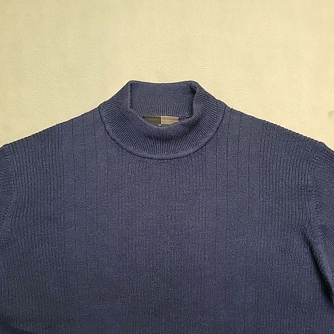 Vintage VINTAGE J. Ferrar Sweater Mens S Blue Mock Neck 100% Merino Wool Ribbed Minimalist Mens Size US S / EU 44-46 / 1 - 3 Thumbnail