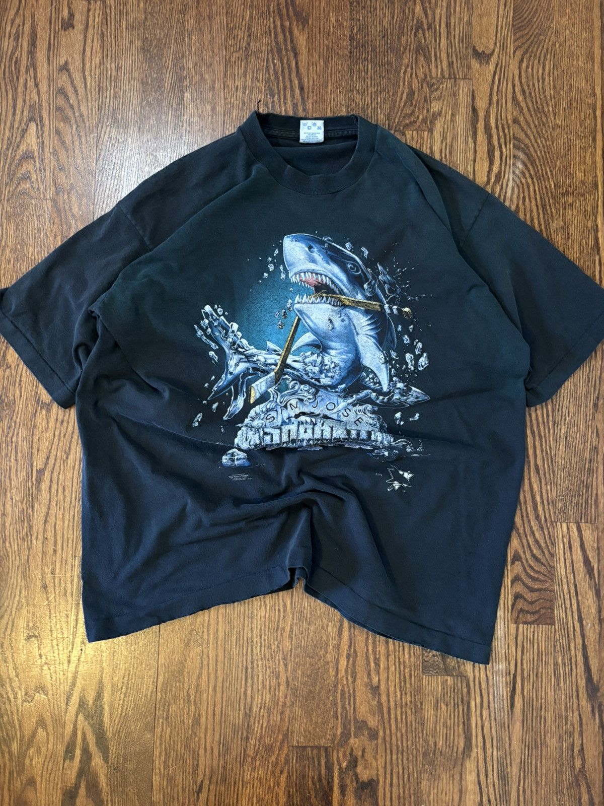 Salem Sportswear Vintage 90s San Jose Sharks Tee Size US XL / EU 56 / 4 - 1 Thumbnail