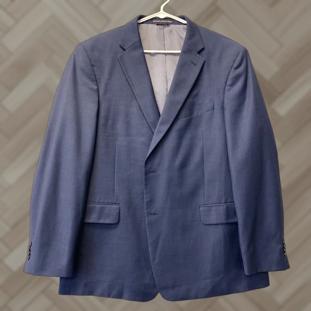 Tommy Hilfiger VINTAGE Tommy Hilfiger Suit Jacket BlazeNavy Blue 46R Wool Blend / 99-1 Men Blazer Wool Fall Spring Winter Size 46R - 1 Thumbnail