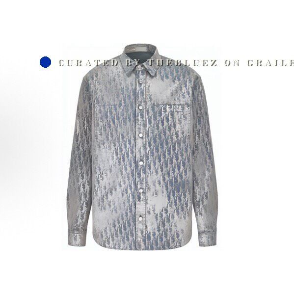 Dior Dior Glitter Monogram Distressed Long-Sleeve Shirt Size US M / EU 48-50 / 2 - 1 Thumbnail