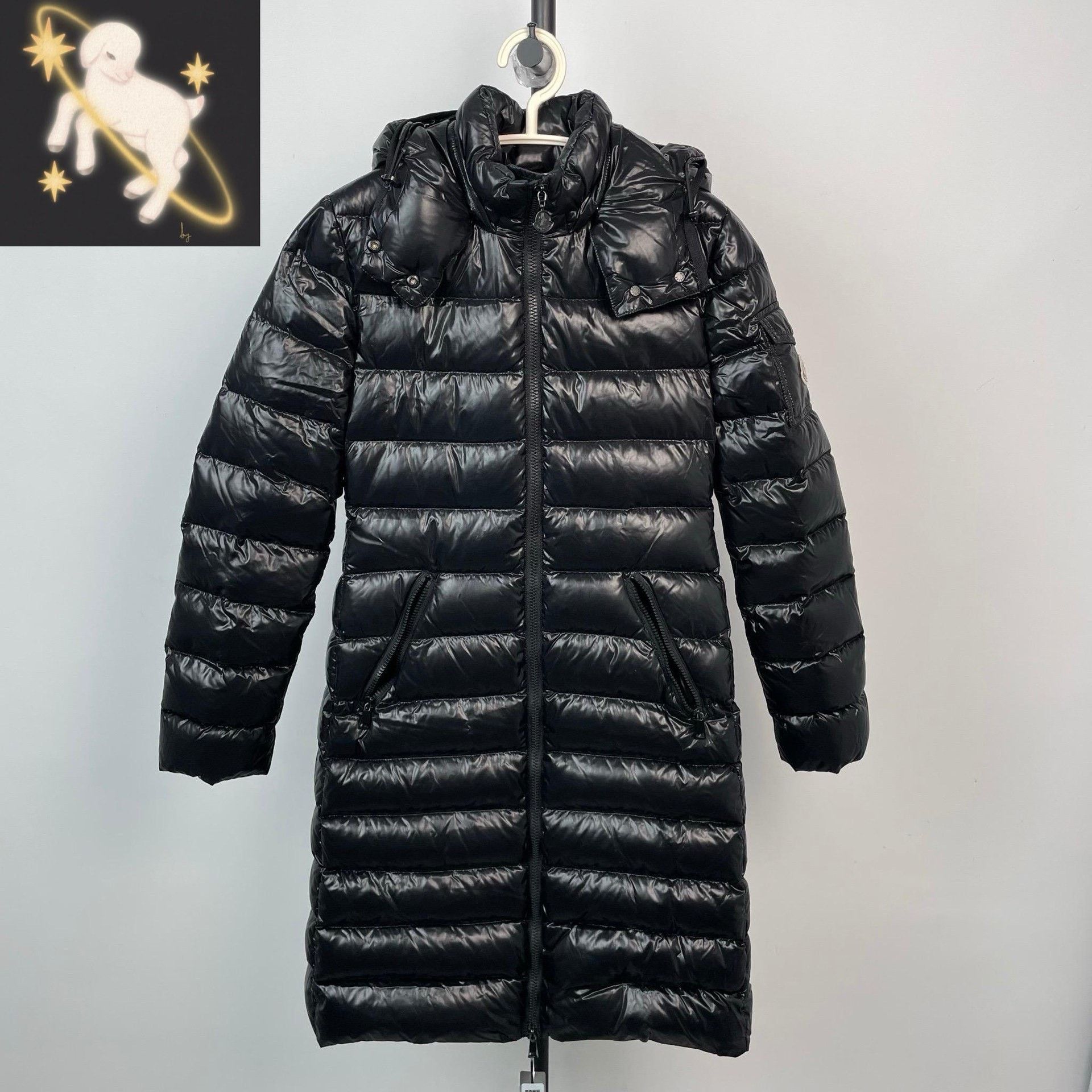 Moncler Moncler Embroidered Long Black Down Jacket M Women Size M / US 6-8 / IT 42-44 - 1 Thumbnail