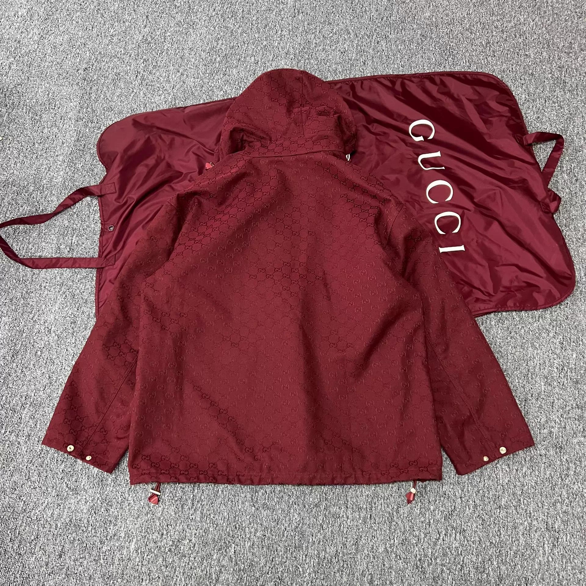 Gucci Gucci GG Print Angora Red Oversized Hooded Jacket Size M / US 6-8 / IT 42-44 - 3 Thumbnail