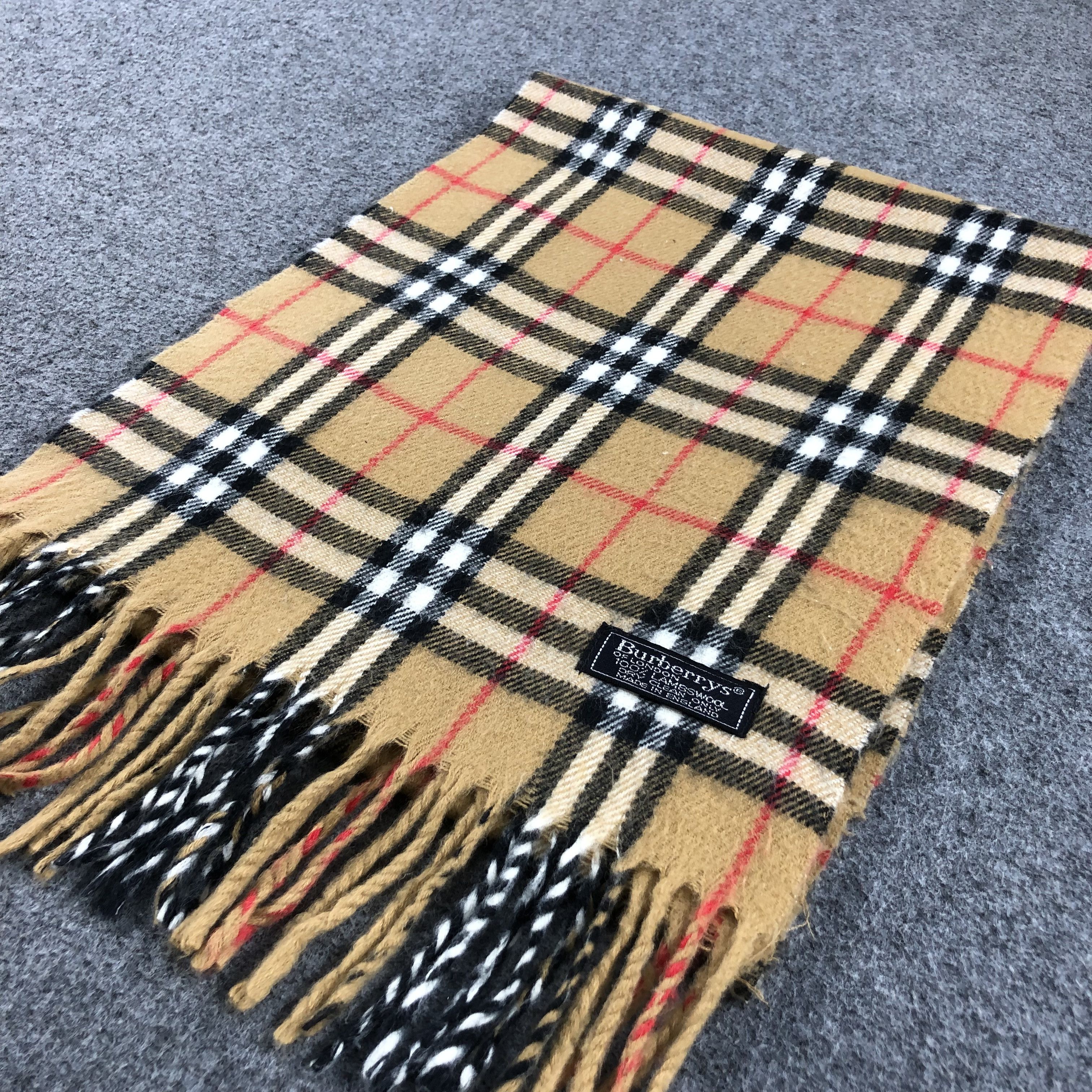 Burberry Burberrys Nova Check Tan Wool Scarf Muffler V678 Size ONE SIZE - 3 Thumbnail