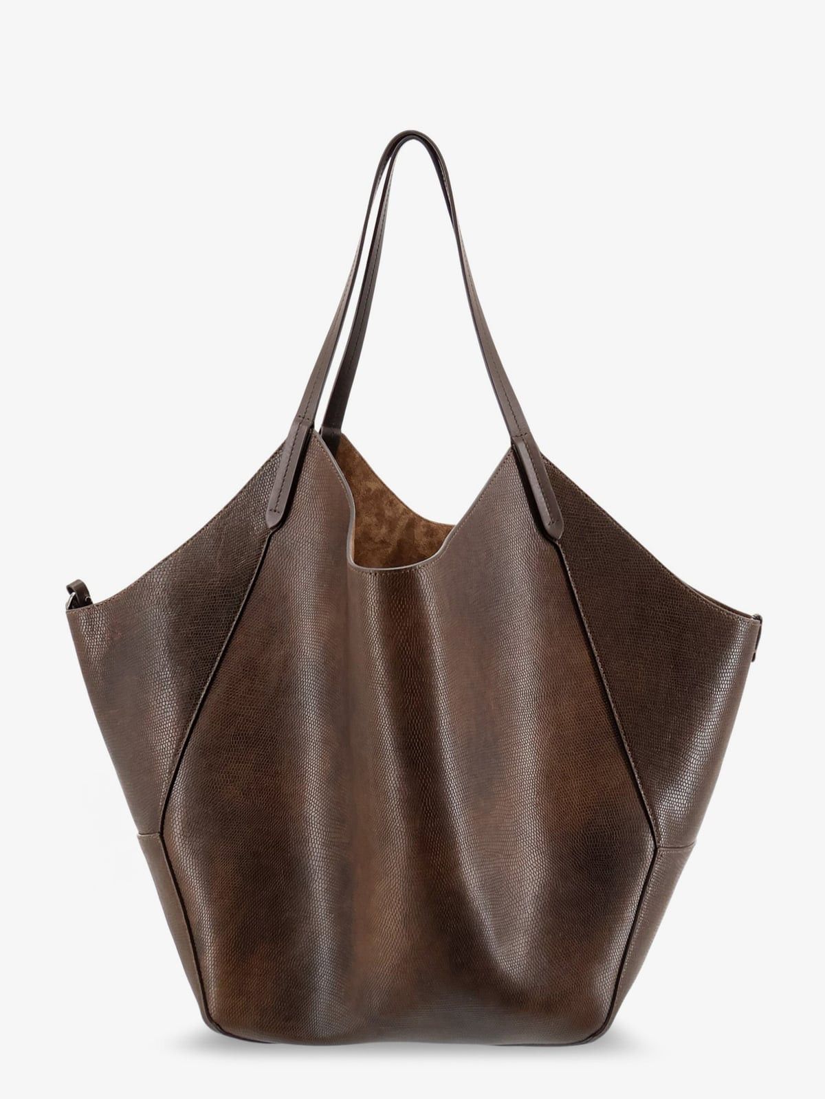 Brunello Cucinelli Brunello Cucinelli Leather shopping bag with side Monili det Size ONE SIZE - 1 Thumbnail