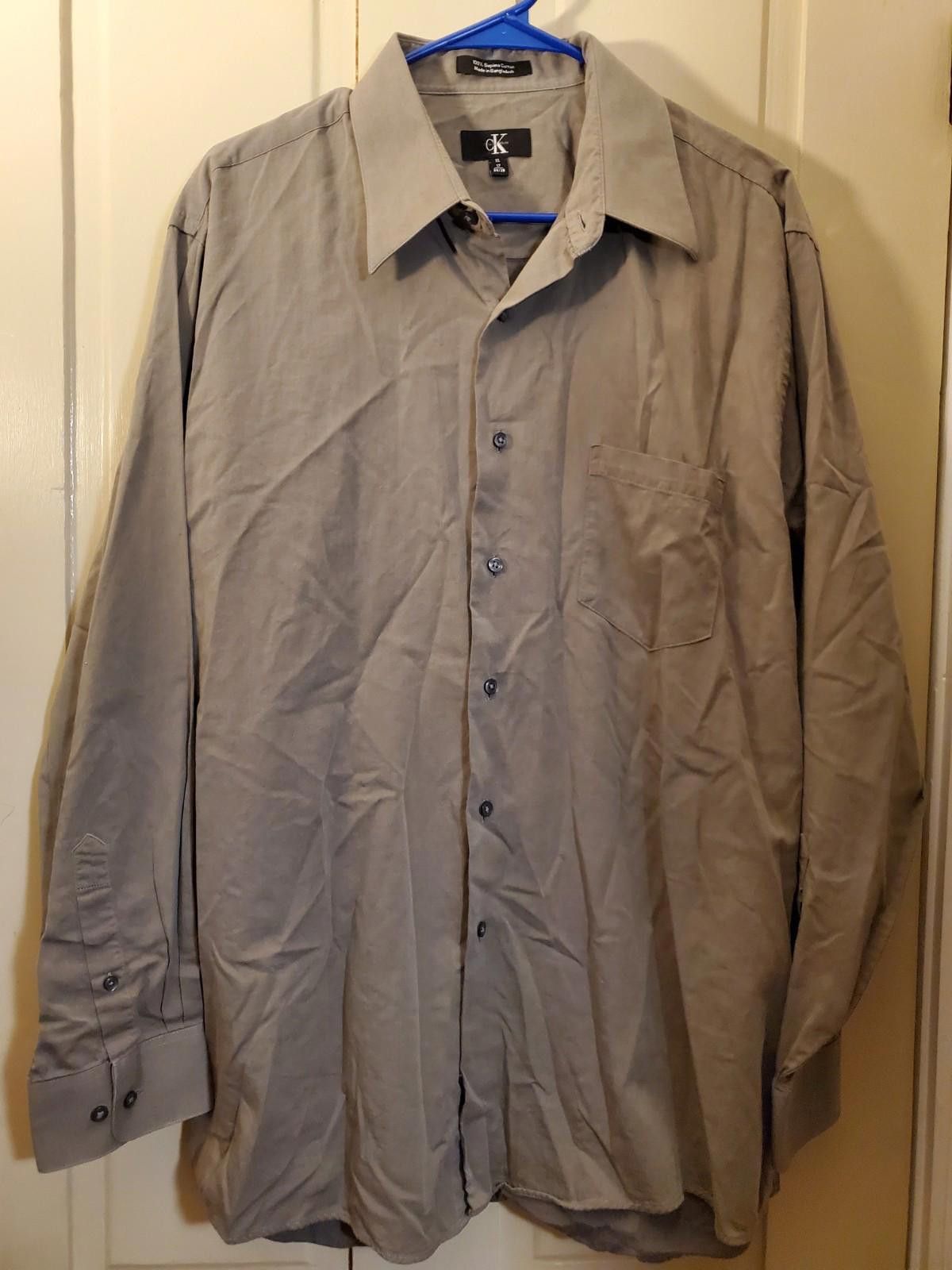 Calvin Klein Calvin Klein Gray Grey LS Dress Shirt Size XL 17 34/35 Size 44R - 1 Thumbnail