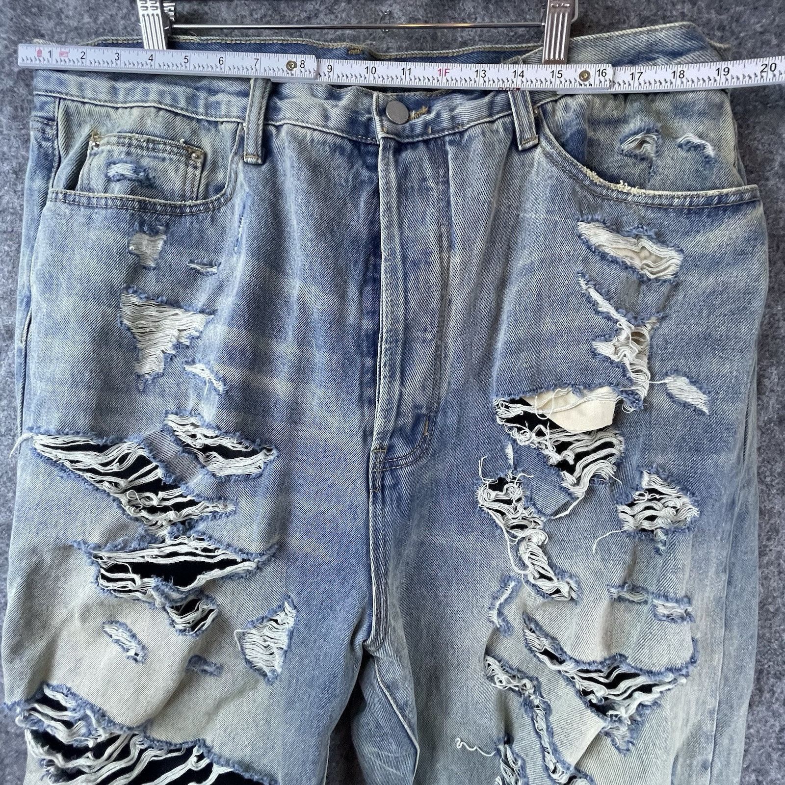 MNML MNML Jeans Mens 40 Straight Thrashed Button Fly Destroyed Size US 40 / EU 56 - 7 Thumbnail