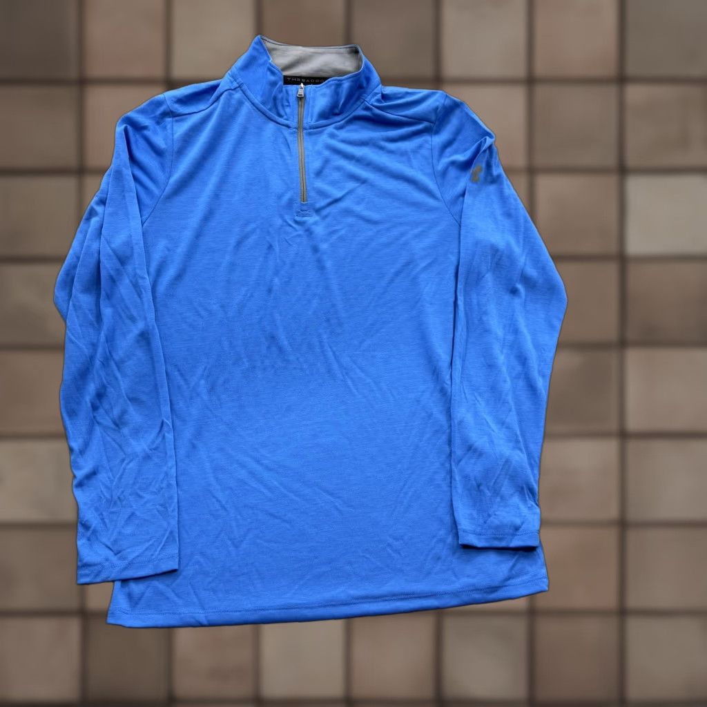 Under Armour Under Armour Threadborne Pullover Mens Small Blue 1/4 Zip HeatGear Running Gym Training Moisture Wicking Quick Dry Lightweight Mock Neck Size US S / EU 44-46 / 1 - 1 Thumbnail