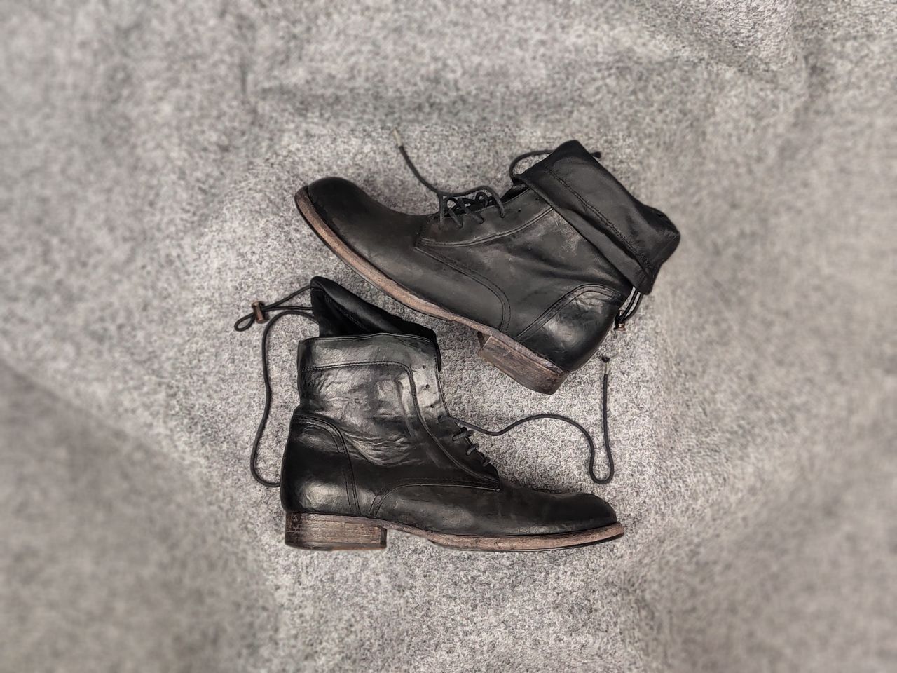Other Vintage Guidi Style lace up Black Leather ankle Boots Size US 7 / IT 37 - 1 Thumbnail