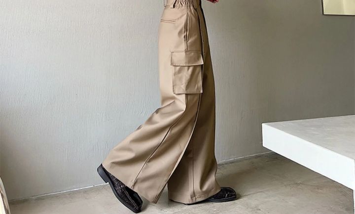 Japanese Brand Mens Casual Wide Leg Trousers Size US 32 / EU 48 - 5 Thumbnail