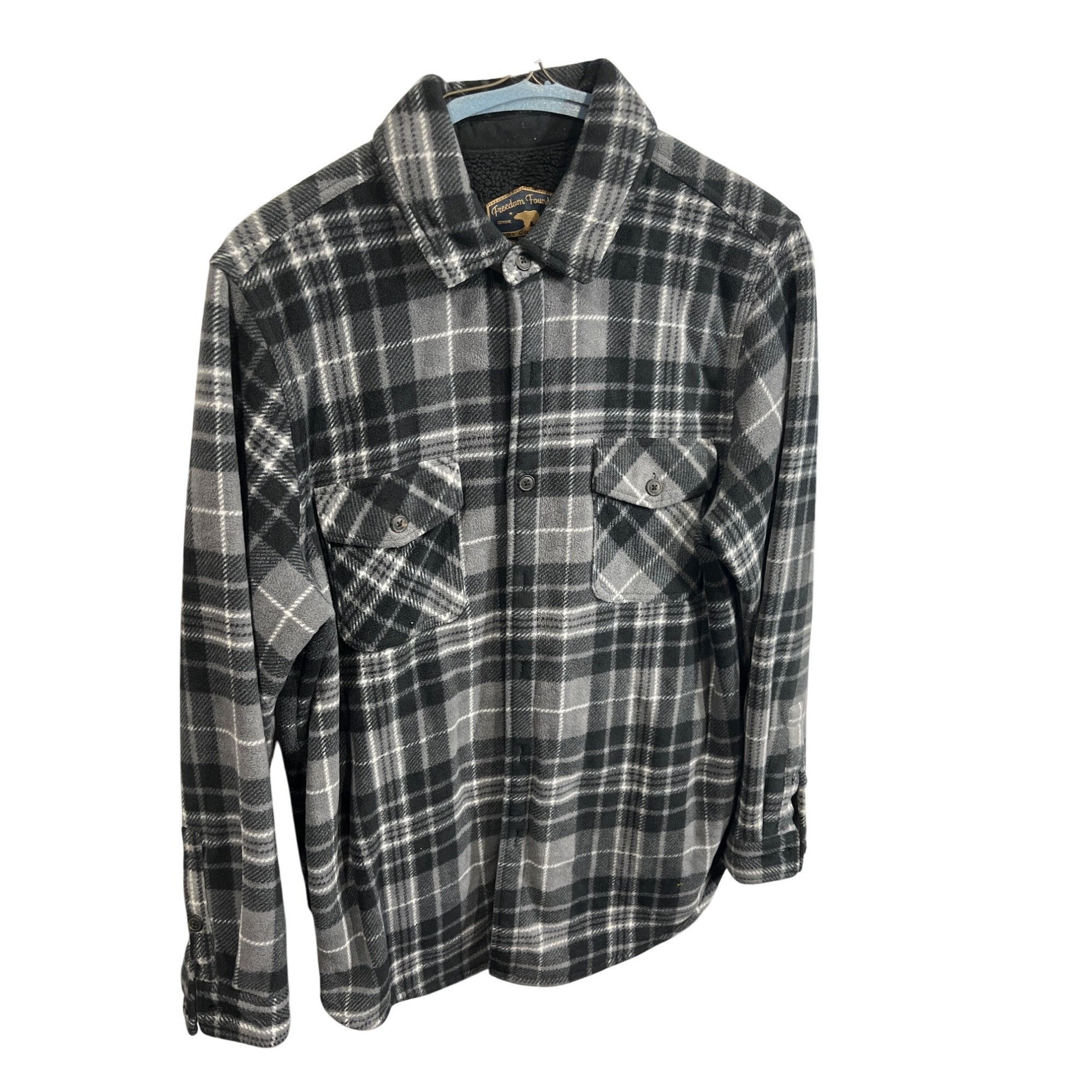 Other Freedom Foundry Mens XL Black & Gray Plaid Fleece Shirt Jack Size US XL / EU 56 / 4 - 1 Thumbnail