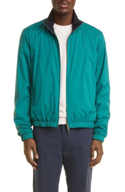 image of Loro Piana O1W1Db11223 Bomber Windmate Stretch In Green Mint, Men's (Size Medium)