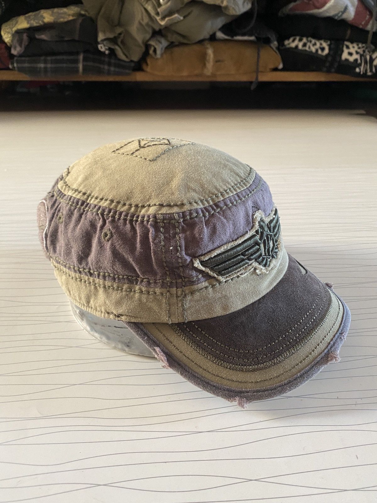 Japanese Brand H Coustic Distressed Design Patrol Military Denim Cap y2k Size ONE SIZE - 3 Thumbnail