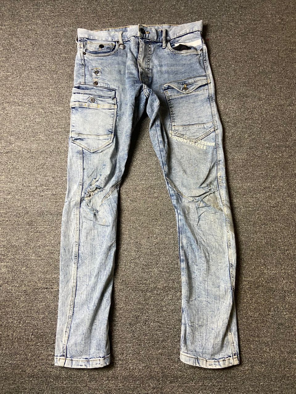 Japanese Brand Iz Frontier 7352 Stretch Cargo Jeans (175) Size US 33 - 1 Thumbnail