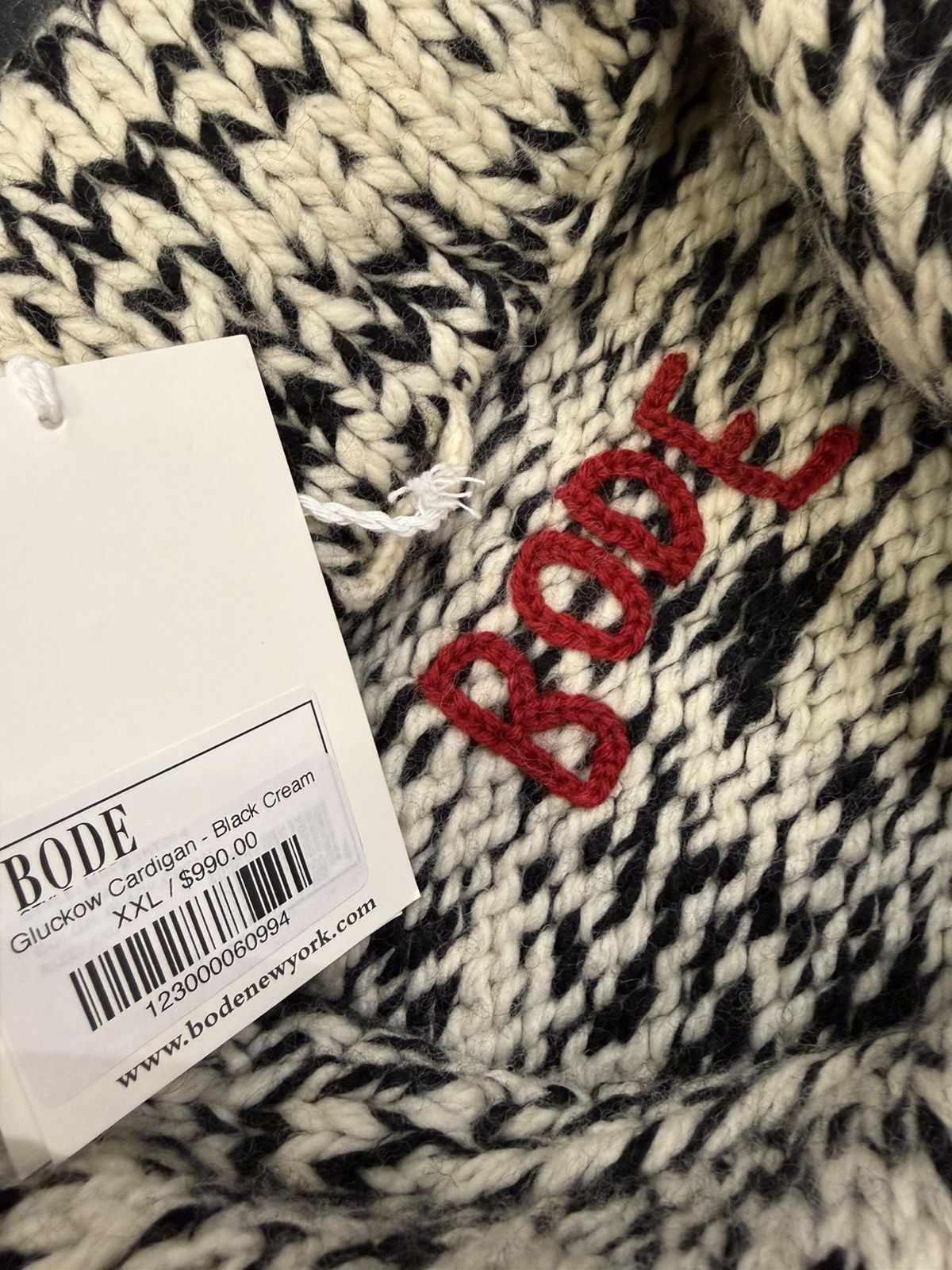 Bode Bode Glucko Cardigan - Black/Cream Size US XXL / EU 58 / 5 - 3 Thumbnail