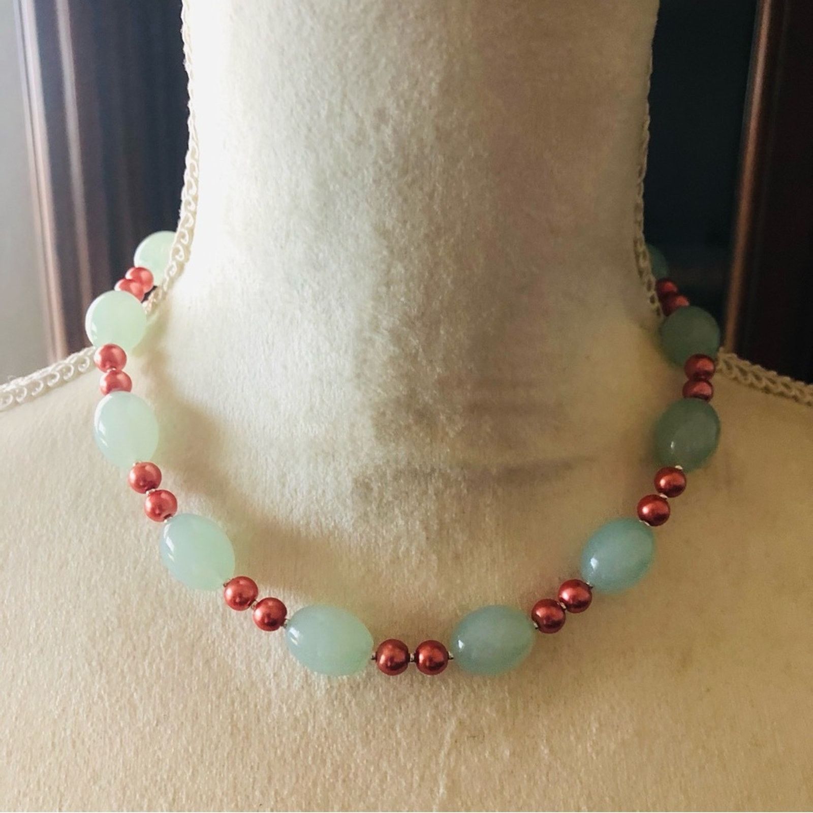 Handmade Handcrafted repurpose barrel opalite Pearl necklace Size ONE SIZE - 2 Thumbnail